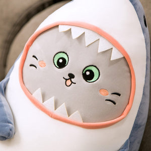 Cute Cuddly Huggable Cat Shark Plush Stuffed Toys Pillow