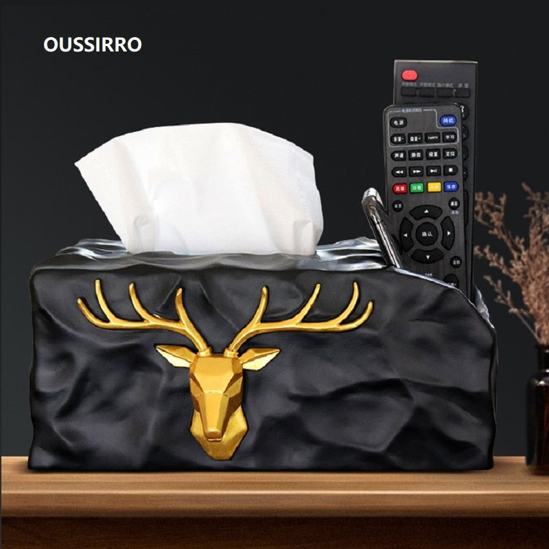 European Luxury Gold Deer Towel Napkin Tissue Holder Decor