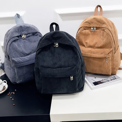 Base Color Corduroy Mini Women Teenger Girl School Bag Backpack
