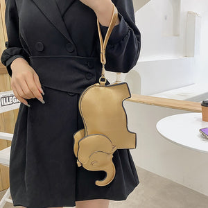 Funny Elephant Shape Mini Leather Purse Shoulder Bag