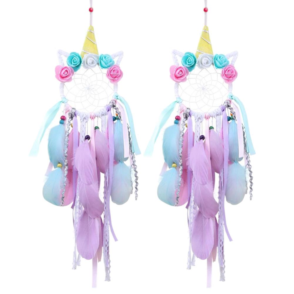 Cute Unicorn Flower Dreamcatcher For Girls Room Decor Wall Hanging