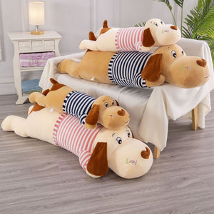 Lovely Giant Puppy Dog with Striped Shirt Large Size Plushie Pillow Doll Toy