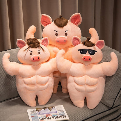 Cute Strong Fitness Muscle Pig Stuffed Plush Doll Birthday Gift