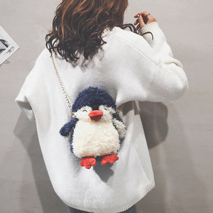 Cartoon Penguin Japanese Style Plush Purse Shoulder Bag