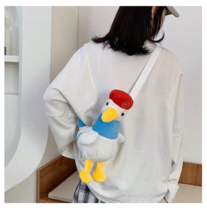 Cartoon Chicken Duck with Cap Velvel Plush Doll Shoulder Bag