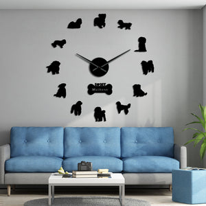 Maltese Large Frameless DIY Wall Clock Dog Owners Gift
