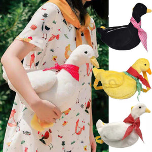 Cartoon Duck Shape Soft Plush Purse Shoulder Bag
