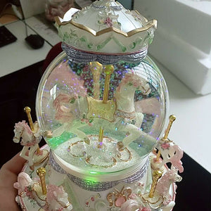 Luxury Carousel Glass Ball Doll with Castle in the Sky Tune Rotate Music Box