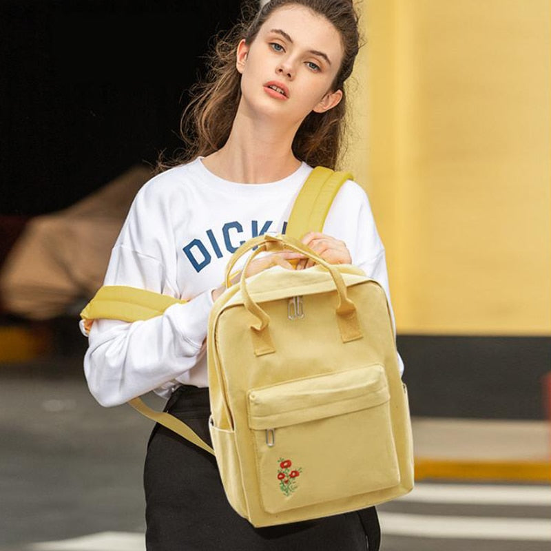 Cute Poppy Flower Canvas Backpack School Bags For Teenage Girls – MsHormony