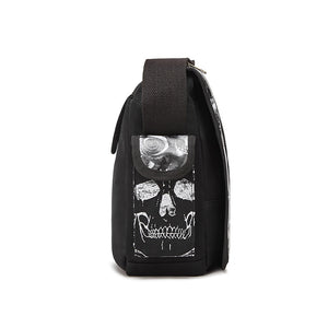 Gothic Sugar Skulls Roses Black & White Shoulder Bag