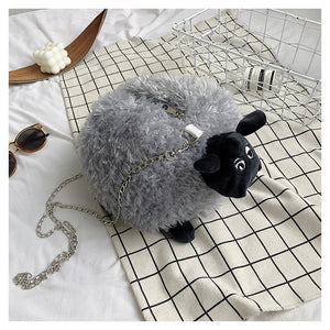 Cute Fluffy Sheep Plush Doll Purse Shoulder Bag