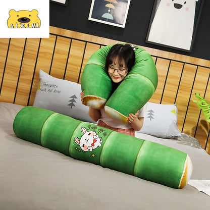 Green Bamboo Leaf Panda Plush Stuffed Long Sleep Pillow Doll Gift