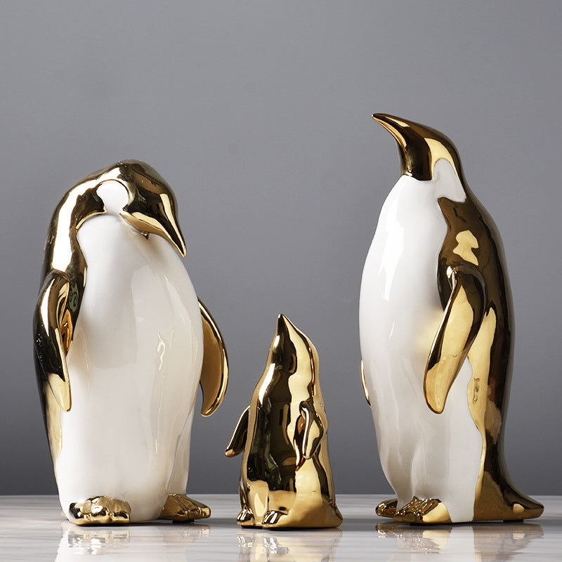 Golden Penguin Ceramics Crafts Desktop Decoration