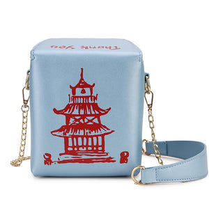 Chinese Takeout Box Tower Leather Purse Handbag