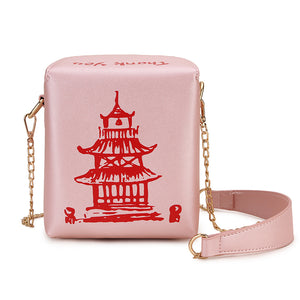 Chinese Takeout Box Tower Leather Purse Handbag