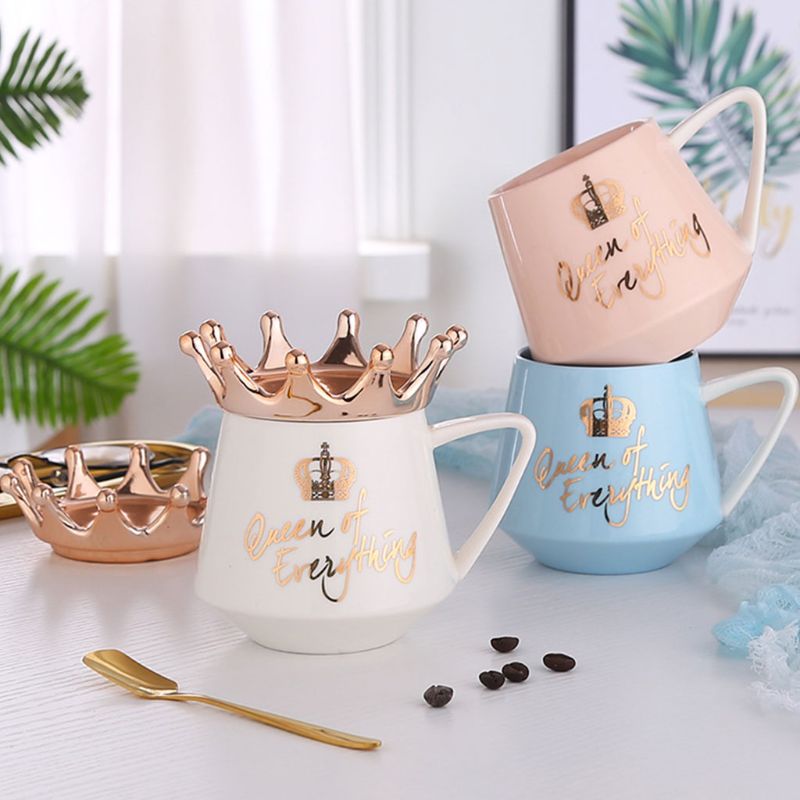 Queen Fancy Ceramic Coffee Mug Tea Cup Gift (11oz Rose Gold)