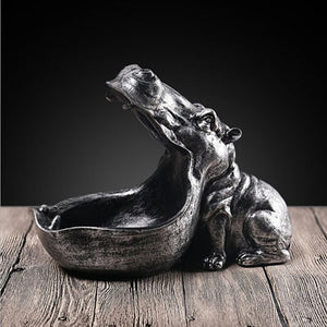 Resin Hippopotamus Sculpture Figurine Storage Decoration