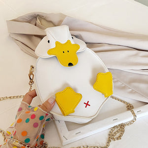 Cute Little Lemon Duck Leather Purse Shoulder Bag