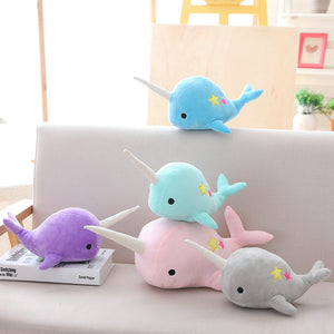 Narwhal Whale with Horn Stuffed Soft Plush Toy Dolls