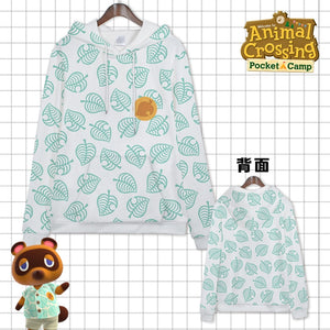 Leaf Pattern Tom Nook Animal Crossing Long Sleeve Hoodies