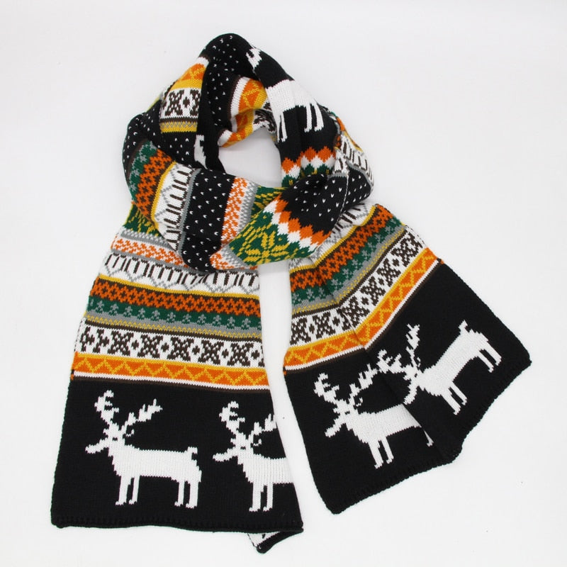 Classic Ugly CHristmas Reindee Warm Unisex Knitted Shawls Scarf