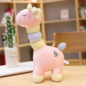 Cute Candy Color Giraffe Deer Soft Plush Stuffed Doll Toy