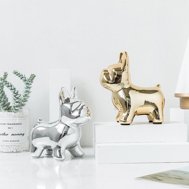 Lovely French Bulldog Ceramic Piggy Bank Desktop Adornment Craft