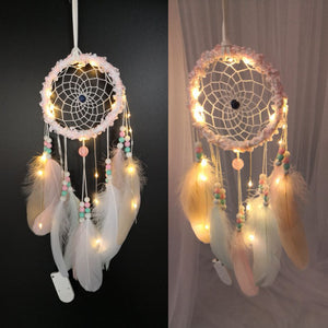 Feather Flower Night Light Walling Hanging Feather Dreamcatcher