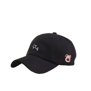 Cute Pig Embroidery Adjustable Snapback Baseball Cap Hat