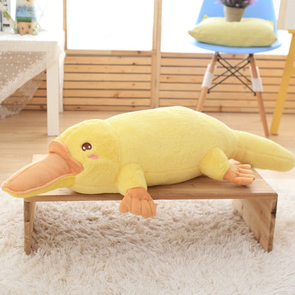 Cute Yellow Platypus Lying Plush Stuffed Cushion Pillow Doll Gift