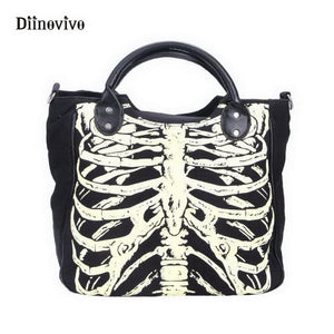 Luminous Gothic Skeleton Bones Tote Bag Handbag