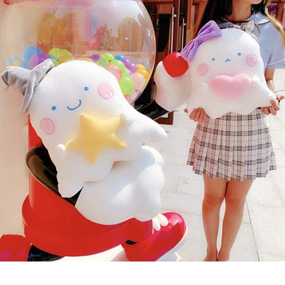 Cute Cartoon Ghost with Heart Star Plush Soft Stuffed Doll Cushion