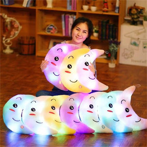 Cute Moon Shape LED Luminous Glowing Light Soft Plush Stuffed Pillow Doll