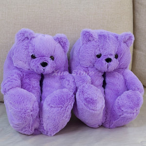 Cute Teddy Bear Furry Faux Fur Indoor Home Slippers Shoes