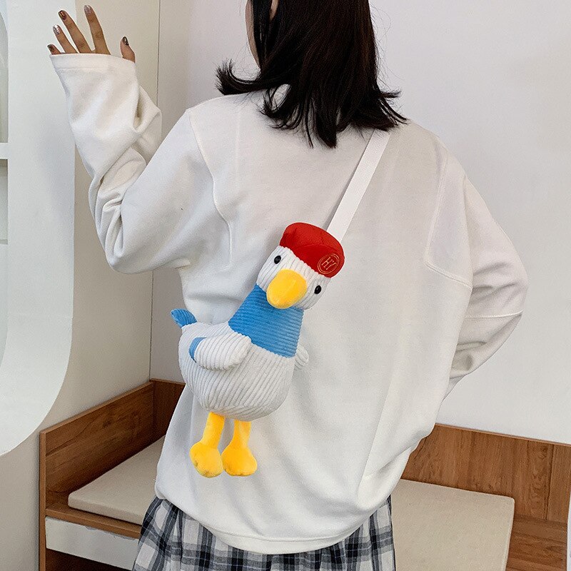 Cartoon Chicken Duck with Cap Velvel Plush Doll Shoulder Bag