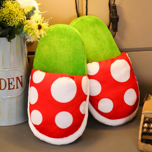 Piranha Plants Cannibal Mario Flower Plush Stuffed Home Slipper Shoes
