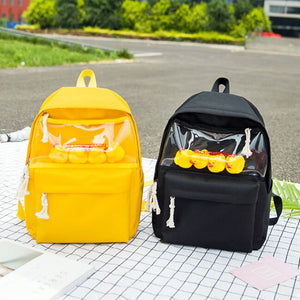 Cute Rubber Ducks Toy Transparent School Bag Backpack