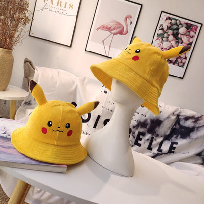 Anime Yellow Pokemon Pikachu Bucket Wide Outdoor Hat Cap