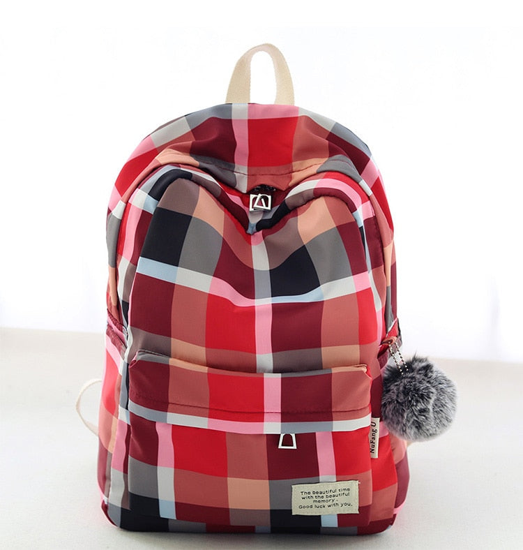 4 In 1 Summer New Women Backpack Canvas Storage Backpacks Trendy Plaid  School Bag For Girls Badge Travel Backpacks - AliExpress