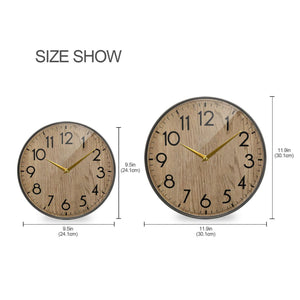 Wood Grain Acrylic Silent Non-Ticking Round Wall Clock