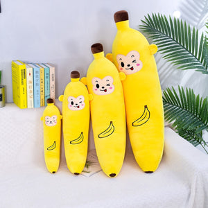 Happy Monkey Face Banana Strip Plush Pillow Dolls
