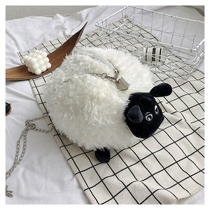 Cute Fluffy Sheep Plush Doll Purse Shoulder Bag