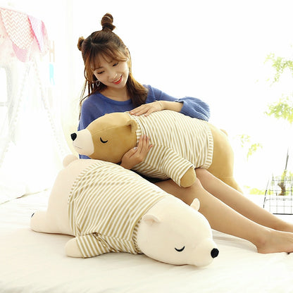 Cute Sleeping Polar Bear Cuddly Plush Cotton Stuffed Doll Pillow Toys