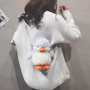 Cartoon Penguin Japanese Style Plush Purse Shoulder Bag