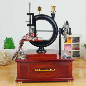 Retro Sewing Machine Clockwork Type Music Box Sewing Lovers Gift