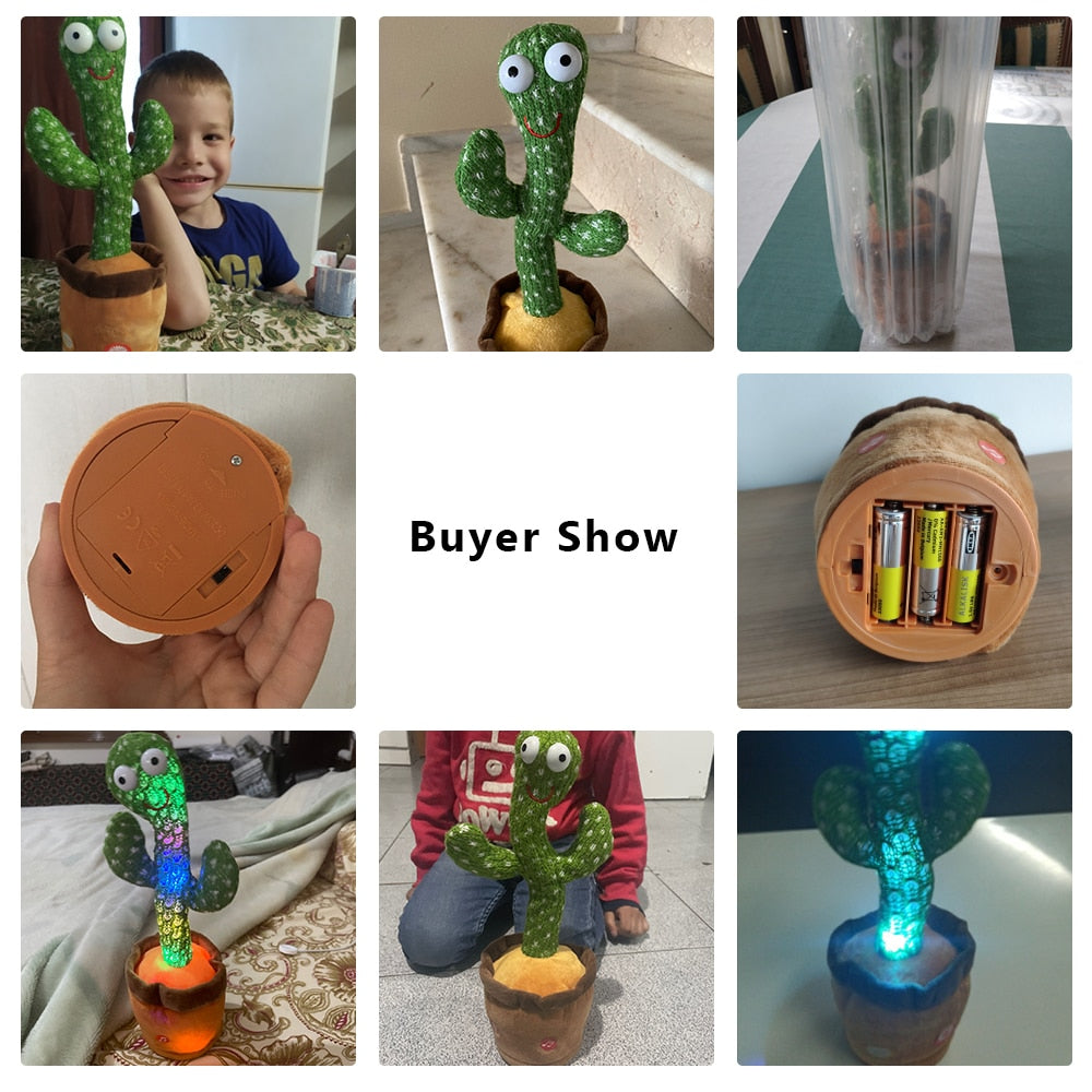 Electric Dancing Luminous Cactus Plush Stuffed Toy with Light