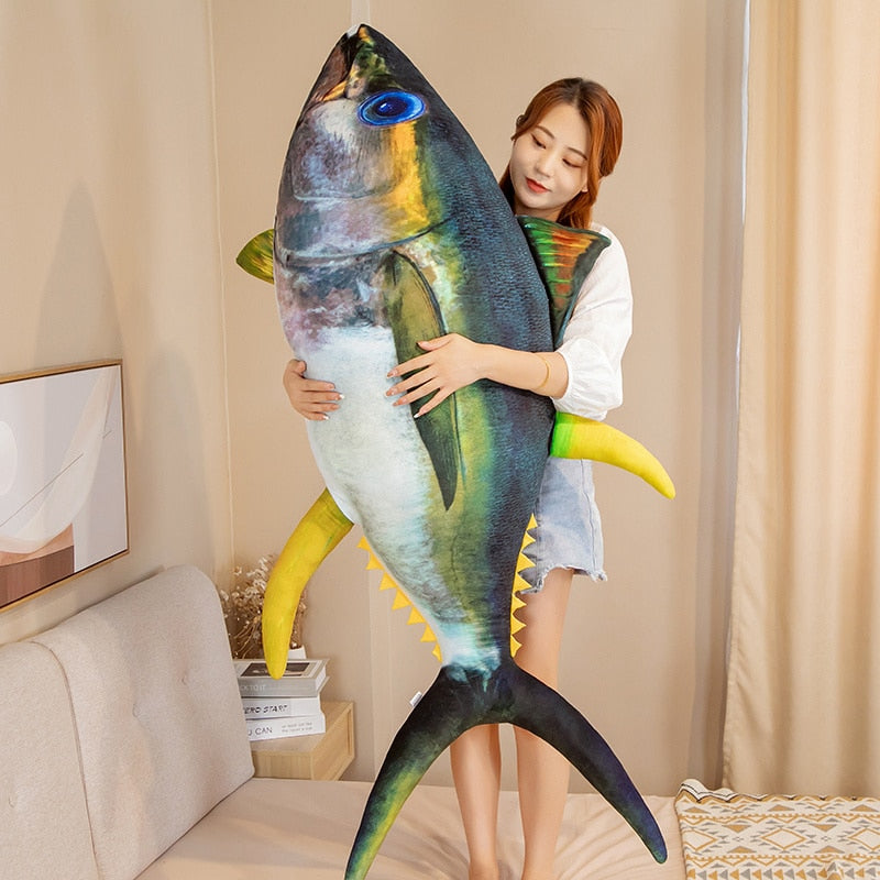 Lifelike Simulation Tuna Fish Yellow Fin Stuffed Plush Sofa Pillow Cushion Doll