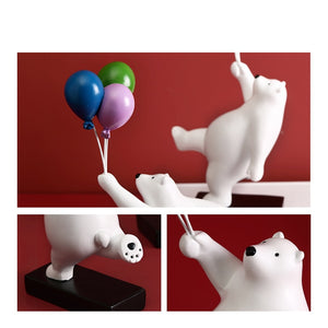 Resin Balloon Polar Bear Statue Figurines Home Decoration