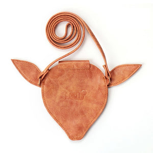 Cute Light Brown Deer Mini Flap Handbags Shoulder Bag for Girls