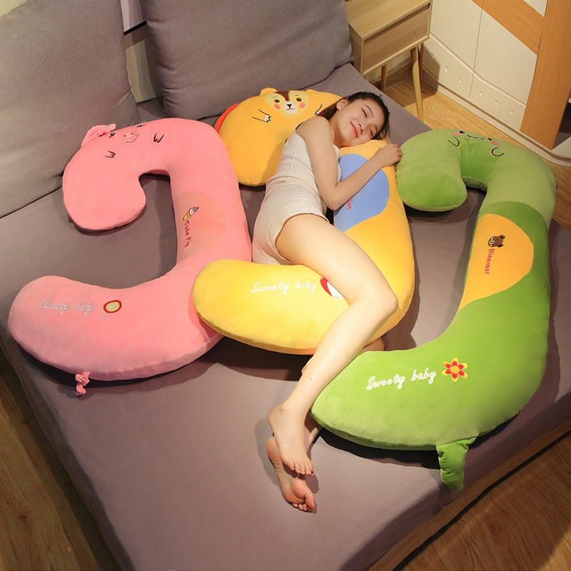 Cute Animal Hook Shape Long Pregnant Pillow Plush Doll Gift